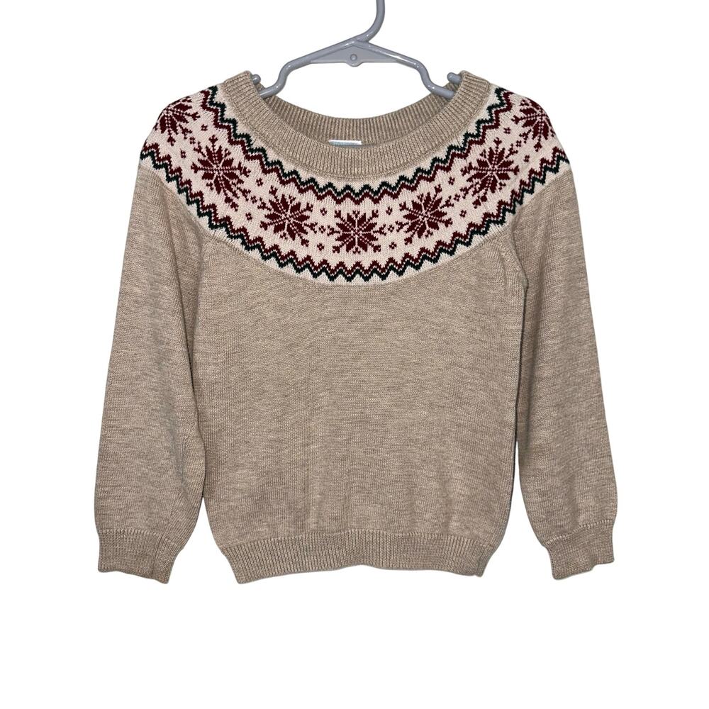 Edgehill Collection Kids Beige Knit Festive Fair Isle Sweater Size 3T